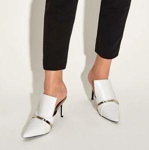 Croc Embossed Stiletto Heeled Mules